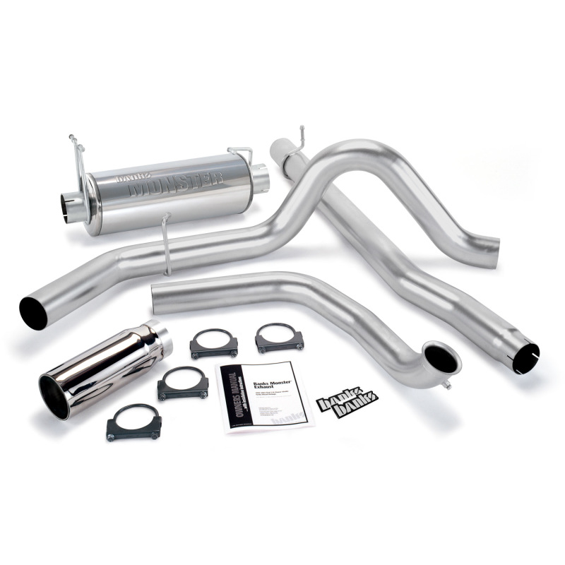 Ford Excursion Performance Exhaust - Single Exit - Banks Power - Monster Exhaust System + Turbo Back + Stainless Steel - Chrome - `00-`03